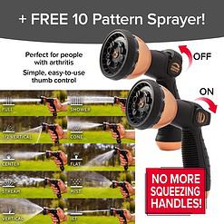 Pocket Hose Copper Bullet Expandable Garden Hose w/10 Pattern Thumb Spray Nozzle