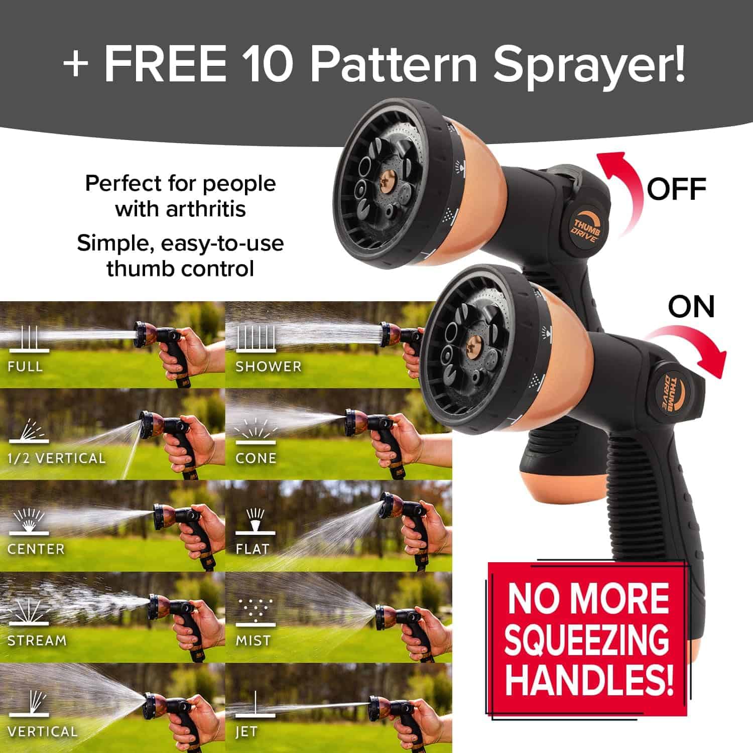 Pocket Hose Copper Bullet Expandable Garden Hose w/10 Pattern Thumb Spray Nozzle