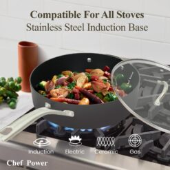 Chef Power Hard Anodized Nonstick Cookware Sets 10 Piece, Kitchen Induction Cooking Sets, Dishwasher Safe