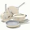 Caraway Nonstick Ceramic Cookware Set (12 Piece) Pots, Pans, 3 Lids and Kitchen Storage - Cream