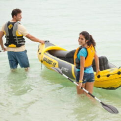 Intex Explorer K2 Yellow 2 Person Inflatable Kayak with Oars & Air Pump (2 Pack)