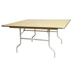 48" x 48" WFT Series Russian Birch Wood Square Folding Table - Rubber Edge