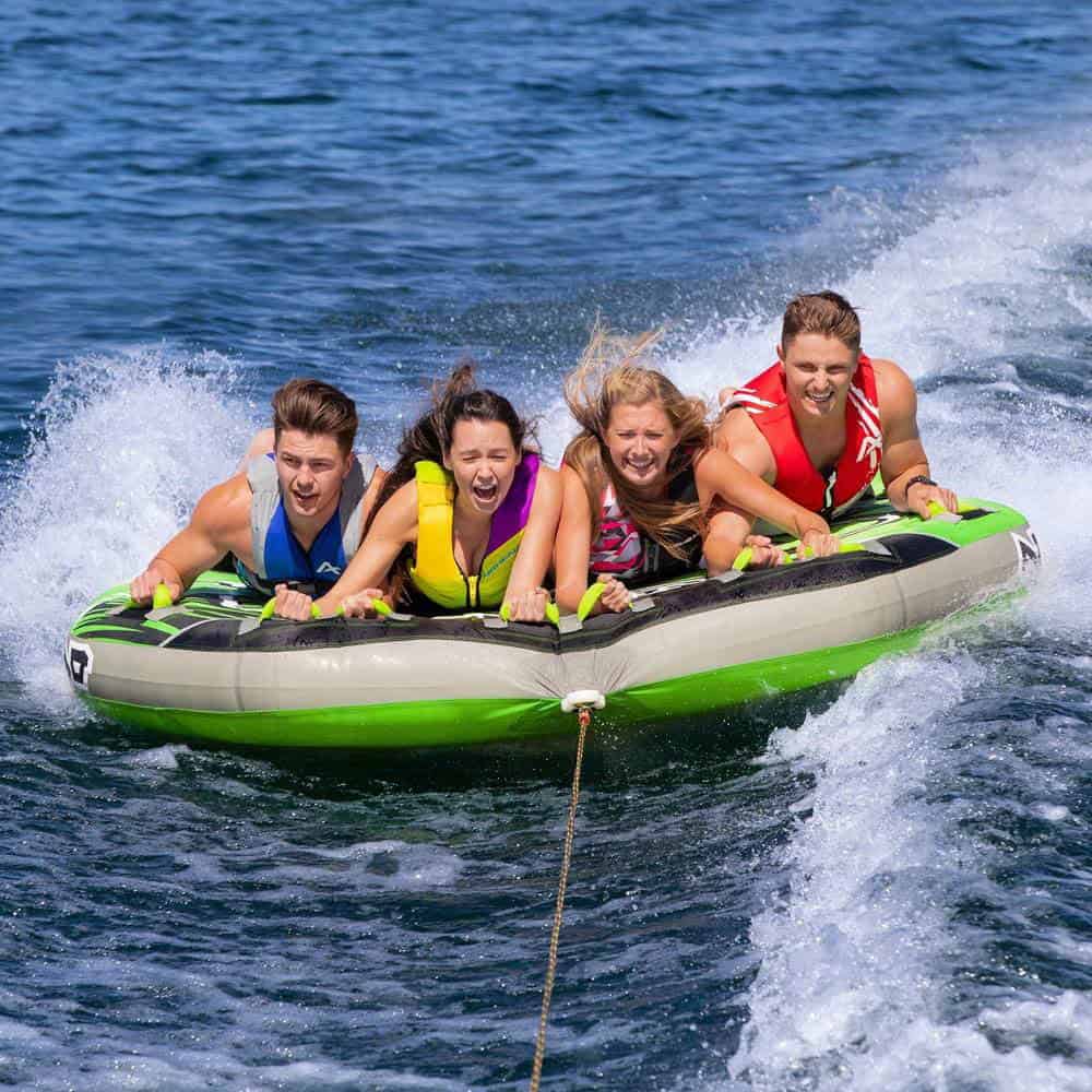 Airhead G-Force 4-Person Towable Boat Tube Float, Heavy-Duty Nylon, Green
