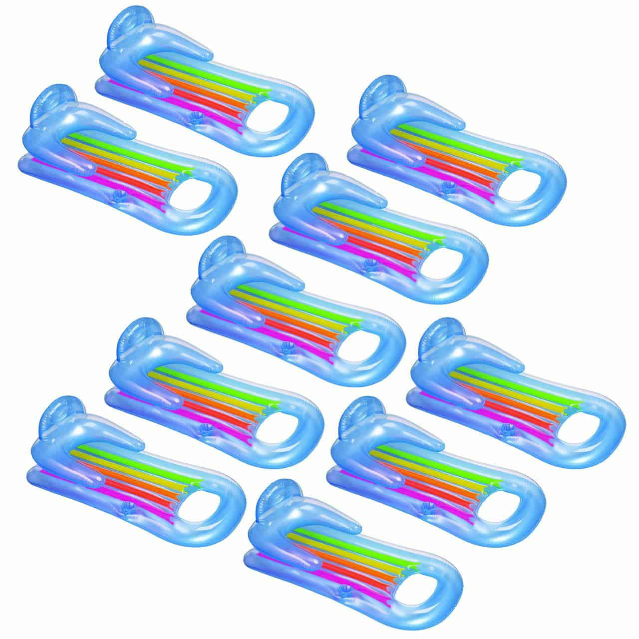 Intex King Kool Inflatable Lounging Swimming Pool Float, Multi-colored (10 Pack)