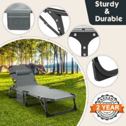 Docred 4-Fold Sleeping Cots for Adults, Folding Chaise Lounge Chairs Outdoor, Portable Folding Bed Cot Lounge Chair