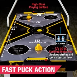 MD Sports Air Hockey Game Table, Overhead Electronic Scorer, Black/Yellow, 54