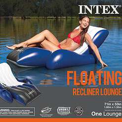 Intex Inflatable Floating Comfortable Recliner Lounges with Cup Holders (3 Pack)