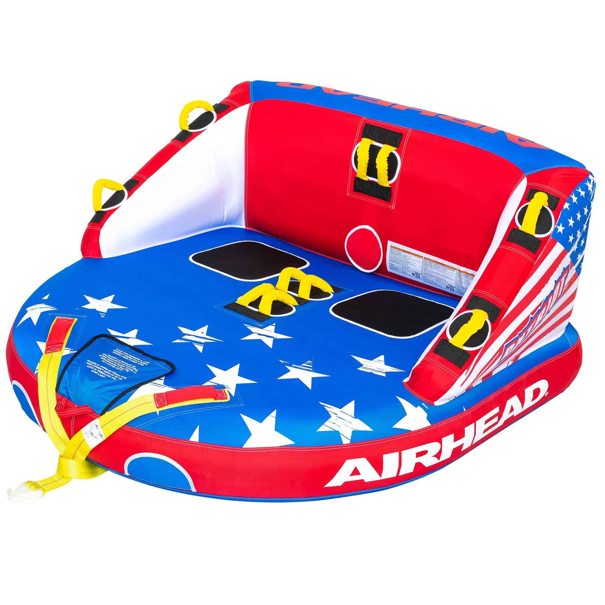 Airhead Patriot 2-Person Towable Kwik-Connect Chariot Style Tube with Tow Rope