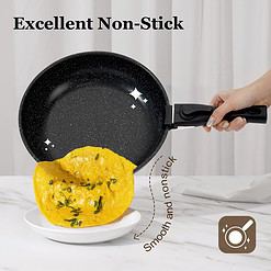 SODAY 15Pcs Pots and Pans Set Non Stick, Cookware Sets with Detachable Handle, Black