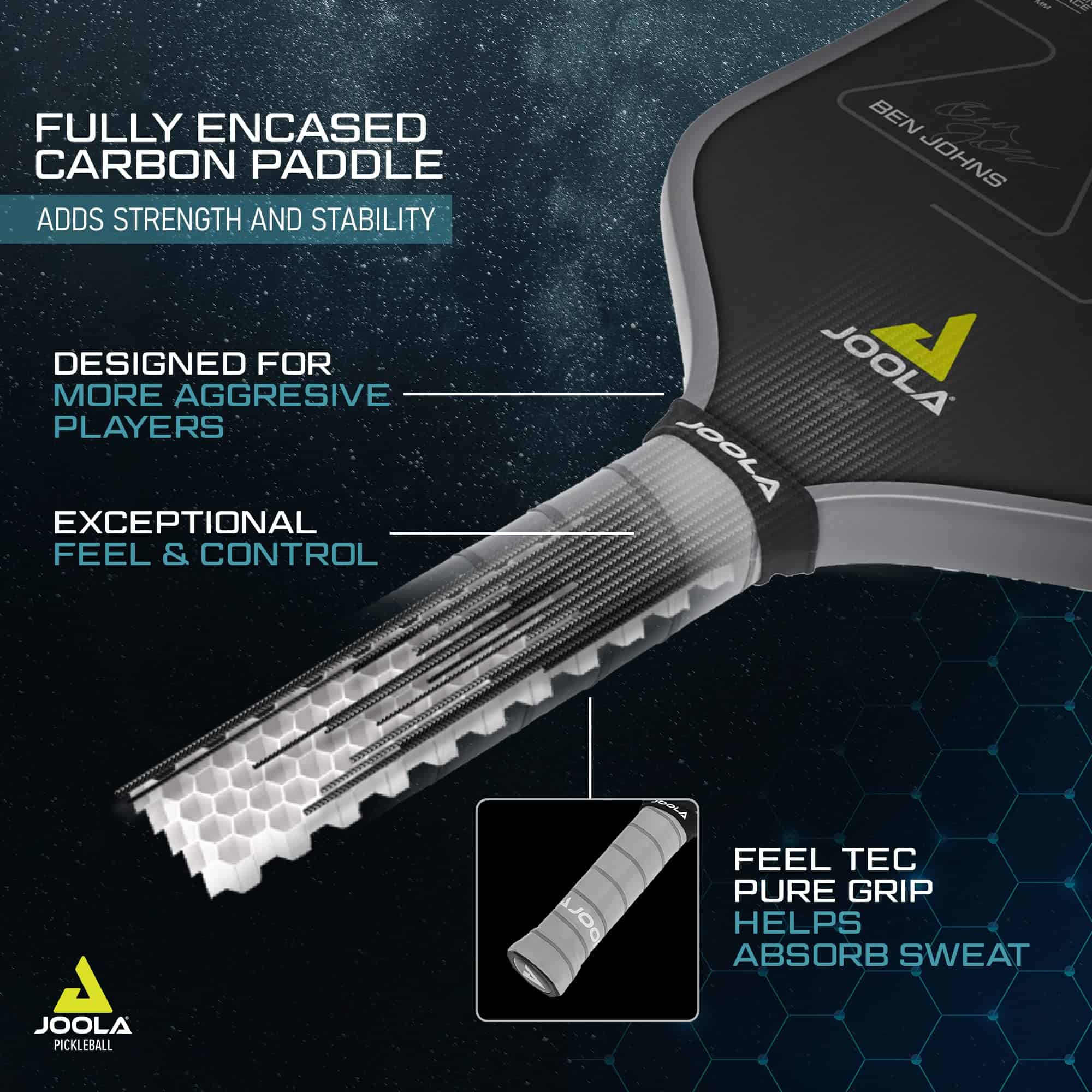 JOOLA Ben Johns Perseus Pickleball Paddle with Charged Surface Technology for Increased Power & Feel, 14mm