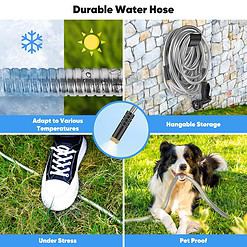 Itsonestep Garden Hose 50 FT, Metal Stainless Steel Water Hose with 10 Function Nozzles