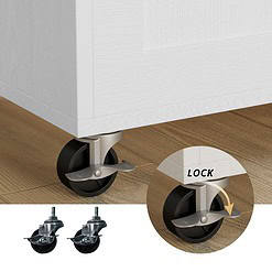 IRONCK Rolling Kitchen Island Table on Wheels, White
