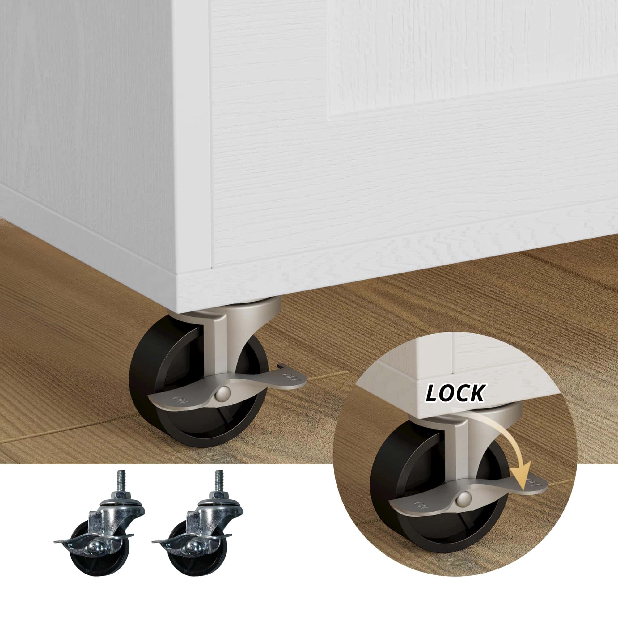 IRONCK Rolling Kitchen Island Table on Wheels, White