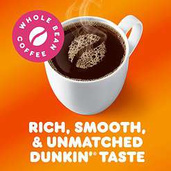 Dunkin' Original Blend Medium Roast Whole Bean Coffee, 18 Ounces (Pack of 6)