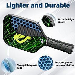 YILLOG Pickleball Paddles, USAPA Approved Pickleball Paddle Set of 4, Fiberglass Surface Pickleball Set, 4 Pickleball Balls