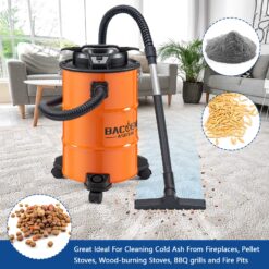 BACOENG 5.3-Gallon Ash Vacuum with Double Stage Filtration System, 10 Amp Ash Vacuum for Pellet Stoves