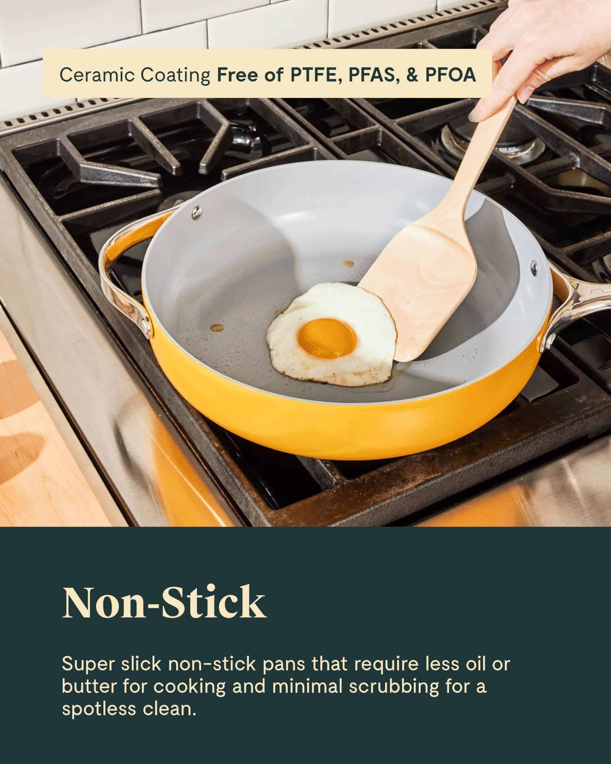Caraway Nonstick Ceramic Cookware Set (12 Piece) Pots, Pans, 3 Lids and Kitchen Storage - Cream
