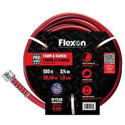 Flexon FA58100CN Farm and Ranch Garden Hose, 100 ft, Red