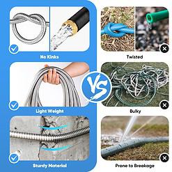 Itsonestep Garden Hose 50 FT, Metal Stainless Steel Water Hose with 10 Function Nozzles
