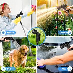 Itsonestep Garden Hose 50 FT, Metal Stainless Steel Water Hose with 10 Function Nozzles