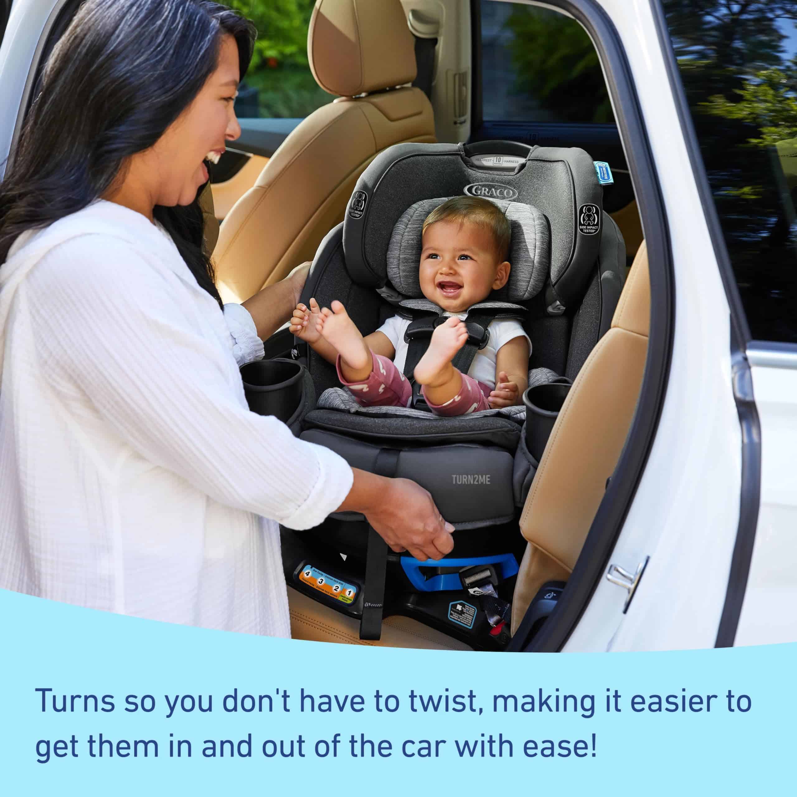 Graco Turn2Me 3-in-1 Rotating Convertible Car Seat, Rear to Forward Facing & Highback Booster, Easy Installation, Brighton