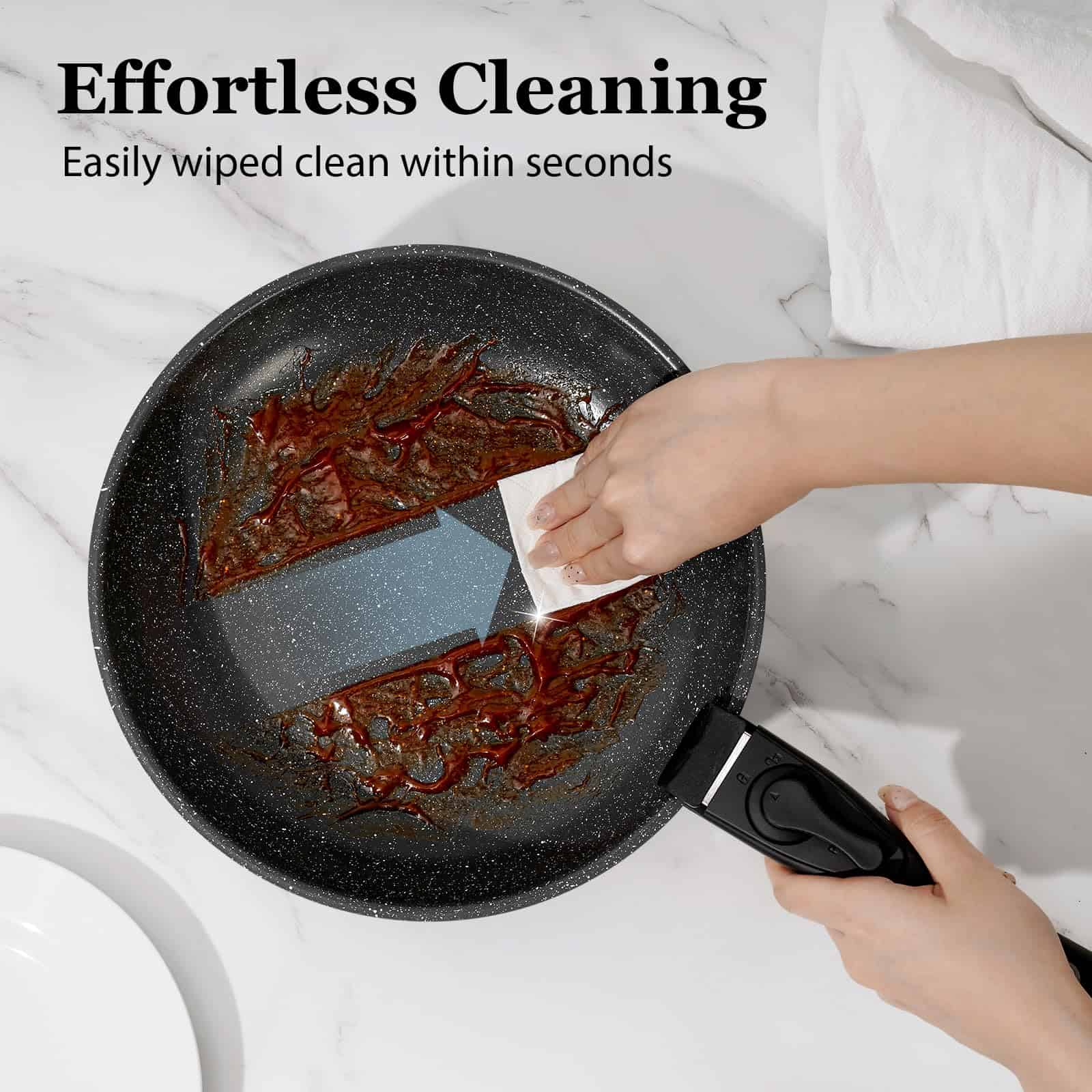 SODAY 15Pcs Pots and Pans Set Non Stick, Cookware Sets with Detachable Handle, Black