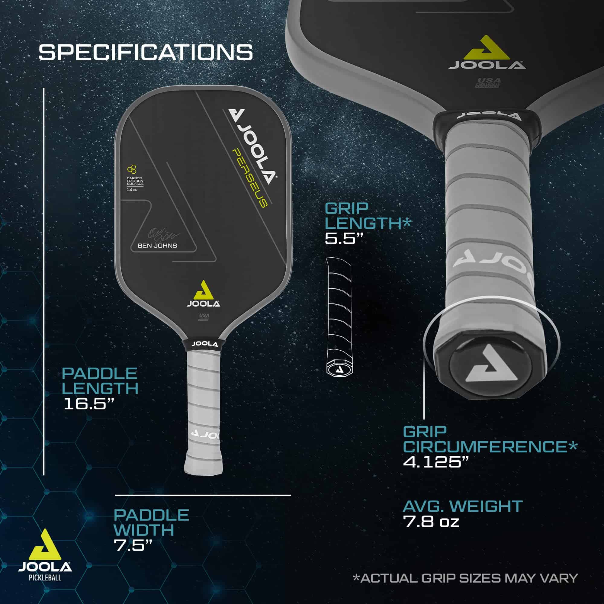 JOOLA Ben Johns Perseus Pickleball Paddle with Charged Surface Technology for Increased Power & Feel, 14mm