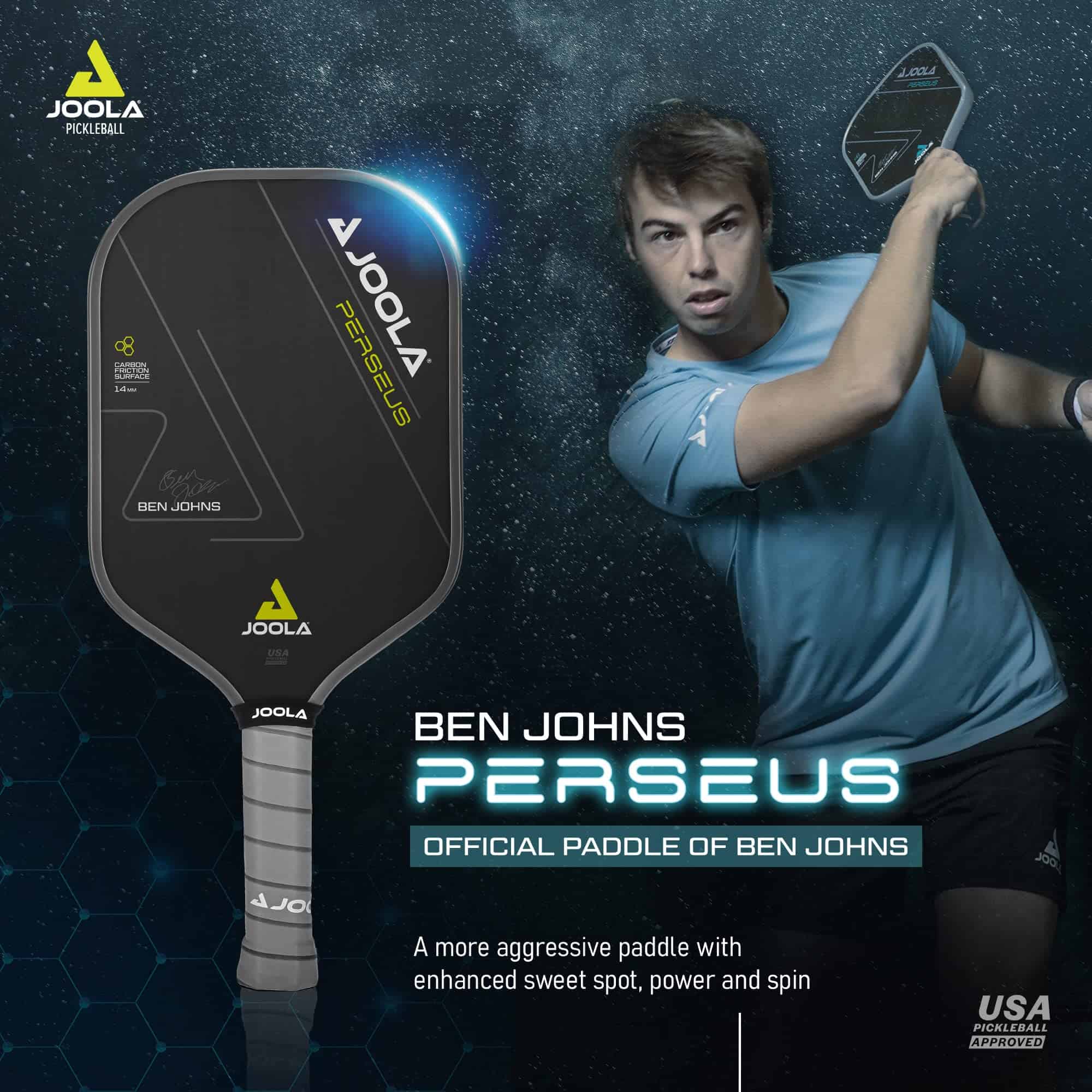 JOOLA Ben Johns Perseus Pickleball Paddle with Charged Surface Technology for Increased Power & Feel, 14mm