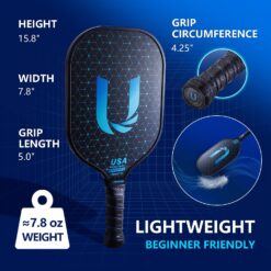 Uteeqe Pickleball Paddles Set of 2 - Graphite Surface with High Grit & Spin
