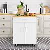 Shintenchi Kitchen Island Cart with Storage, Rolling Side Table on Wheels, White