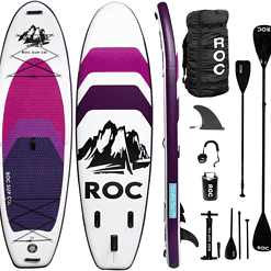 Roc Inflatable Stand Up Paddle Board with Premium sup Accessories & Backpack, Non-Slip Deck, Waterproof Bag, Leash, Paddle and Hand Pump