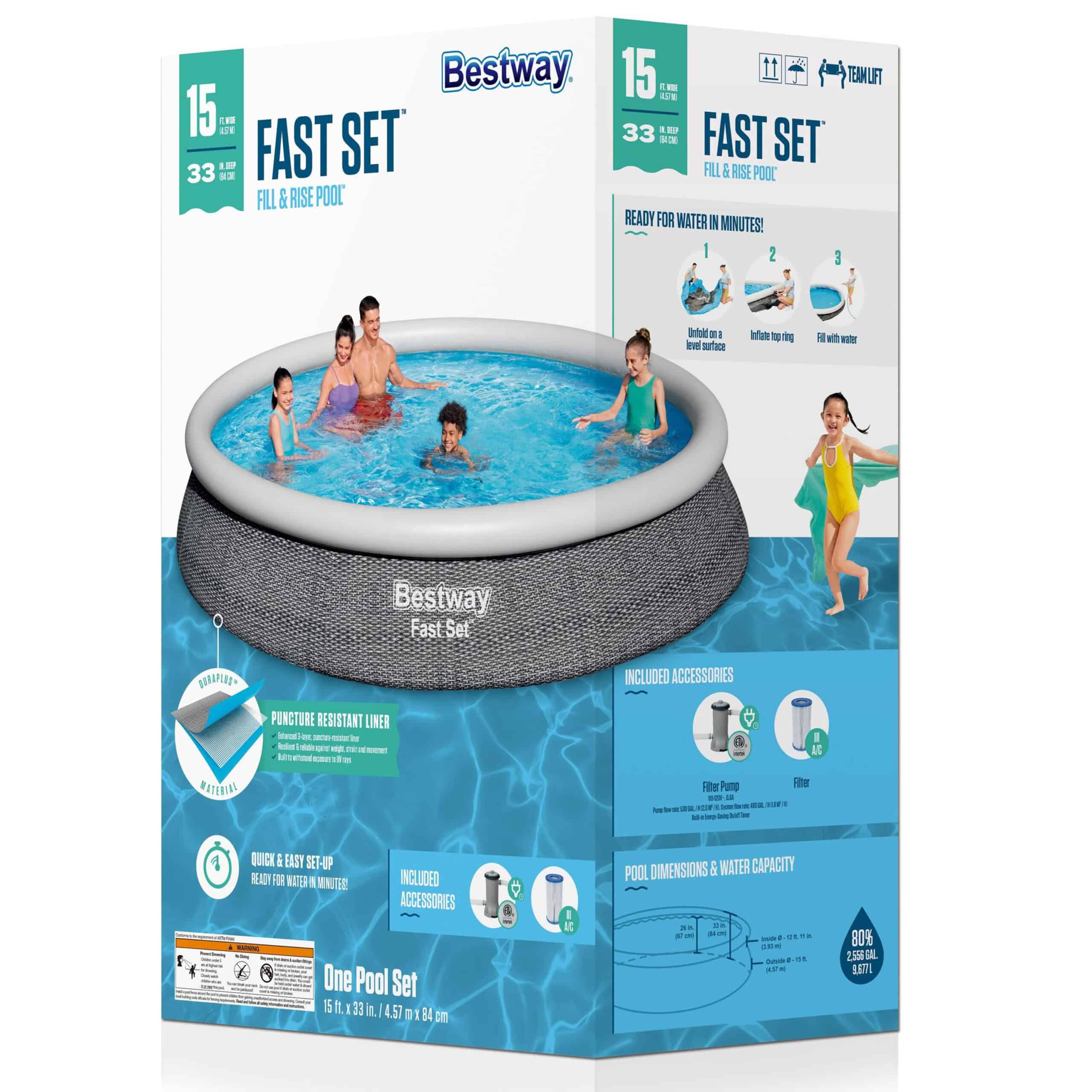 Bestway 15' Round Inflatable Above Ground Pool
