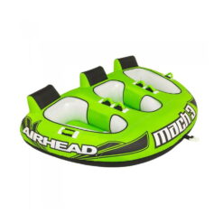 Airhead Mach 3 Three-Person Towable Boat Tube Float, Heavy-Duty Nylon, Green