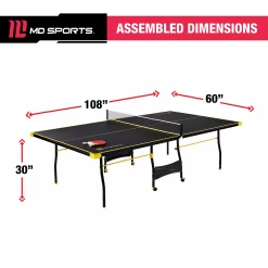 MD Sports Official Size Table Tennis Table - Black/Yellow