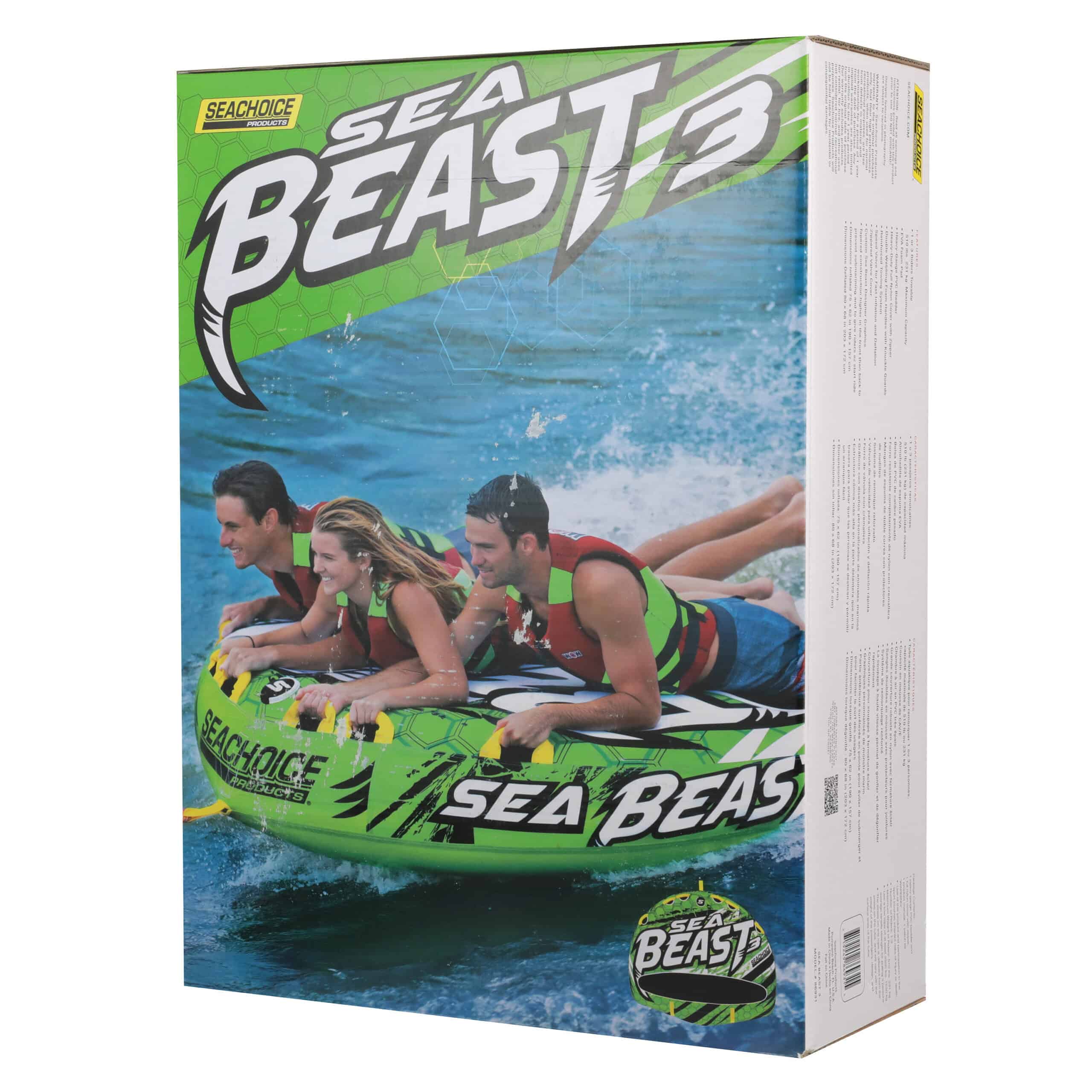 Seachoice 86931 Sea Beast Deck Tube, Reinforced Towing System, for 1 to 3 Riders Up to 510 Pounds, 75x62 inches
