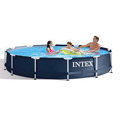 Intex Metal Frame 12' x 30" Above Ground Outdoor Swimming Pool with Pump