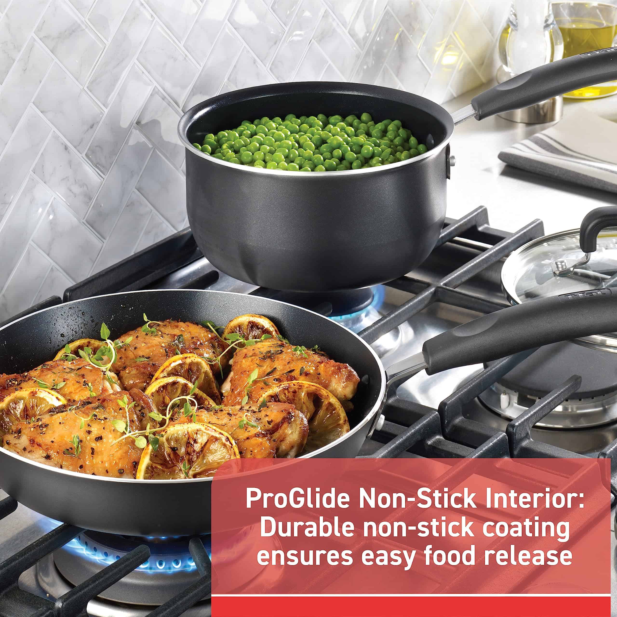 T-fal Signature Nonstick Cookware Set 12 Piece, Oven Broiler Safe 350F, Dishwasher Safe, Black