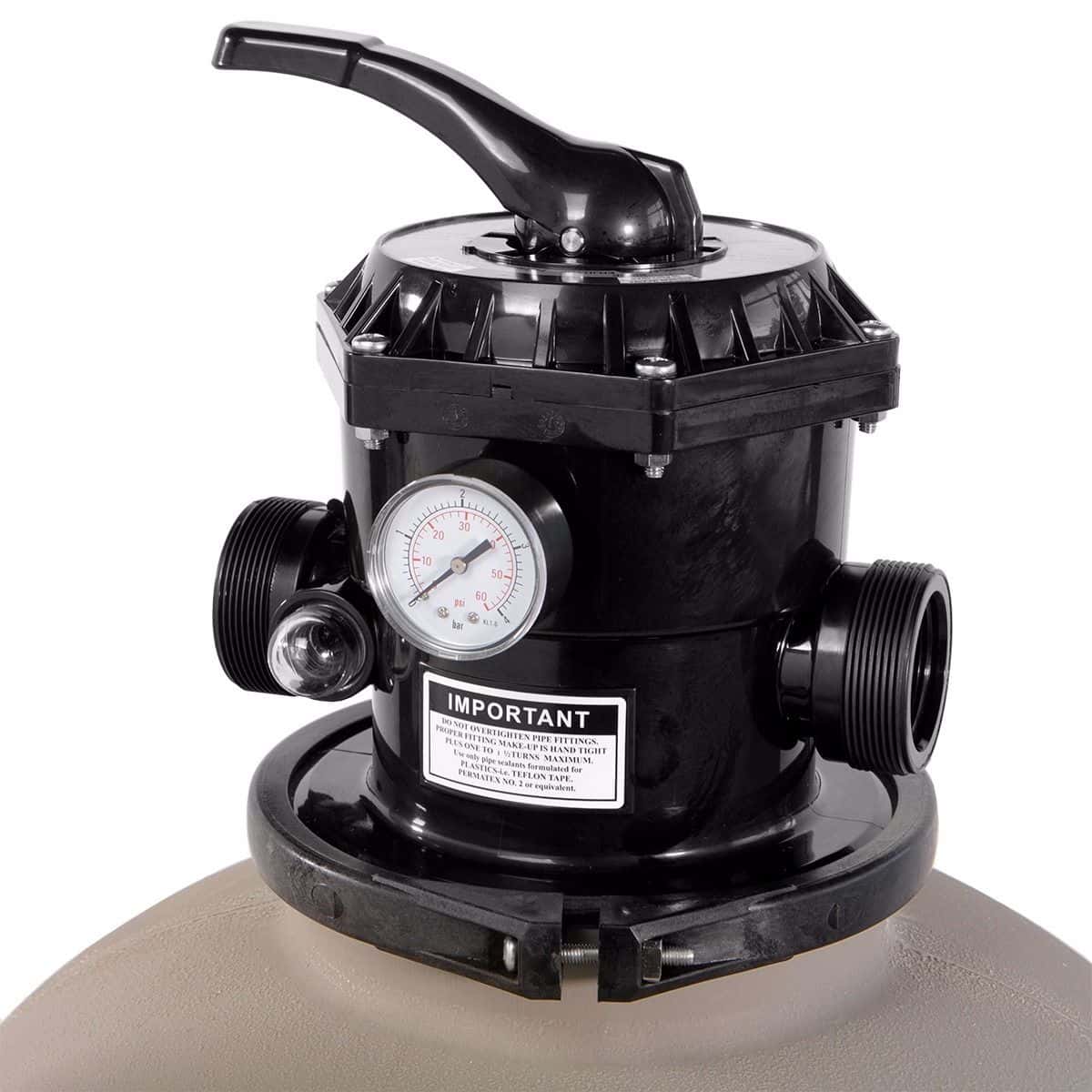 XtremepowerUS 19" Sand Filter for Inground / Above Pool Port Valve Port Swimming Pool up to 24,000 Gallons