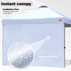 MASTERCANOPY 10' x 10' Easy Pop Up Canopy Instant Shelter with 1 Sidewall, White