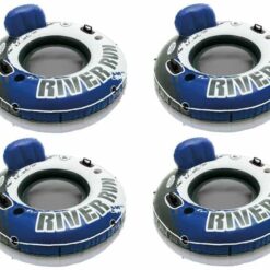 Intex River Run Inflatable Floating Tube Water Raft for Lake River Pool (4 Pack)