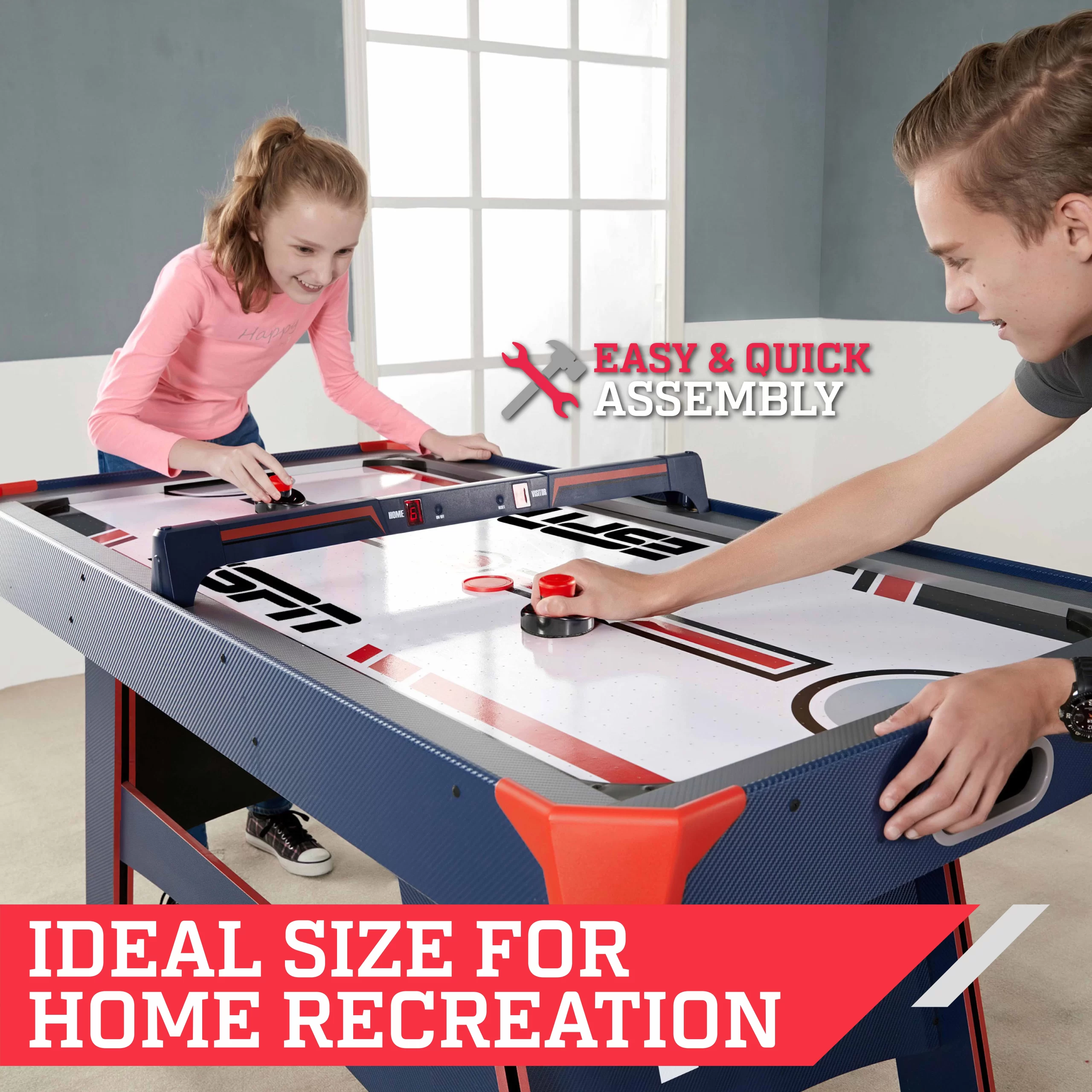 ESPN Air Powered Hockey Table with Overhead Electronic Scorer, 60" x 32" x 32"