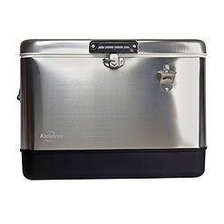 Koolatron Stainless Steel Ice Chest Beverage Cooler with Bottle Opener 51 L / 54 Quart 85 Can Capacity for Camping, Beach, RV, BBQs, Tailgating, Fishing