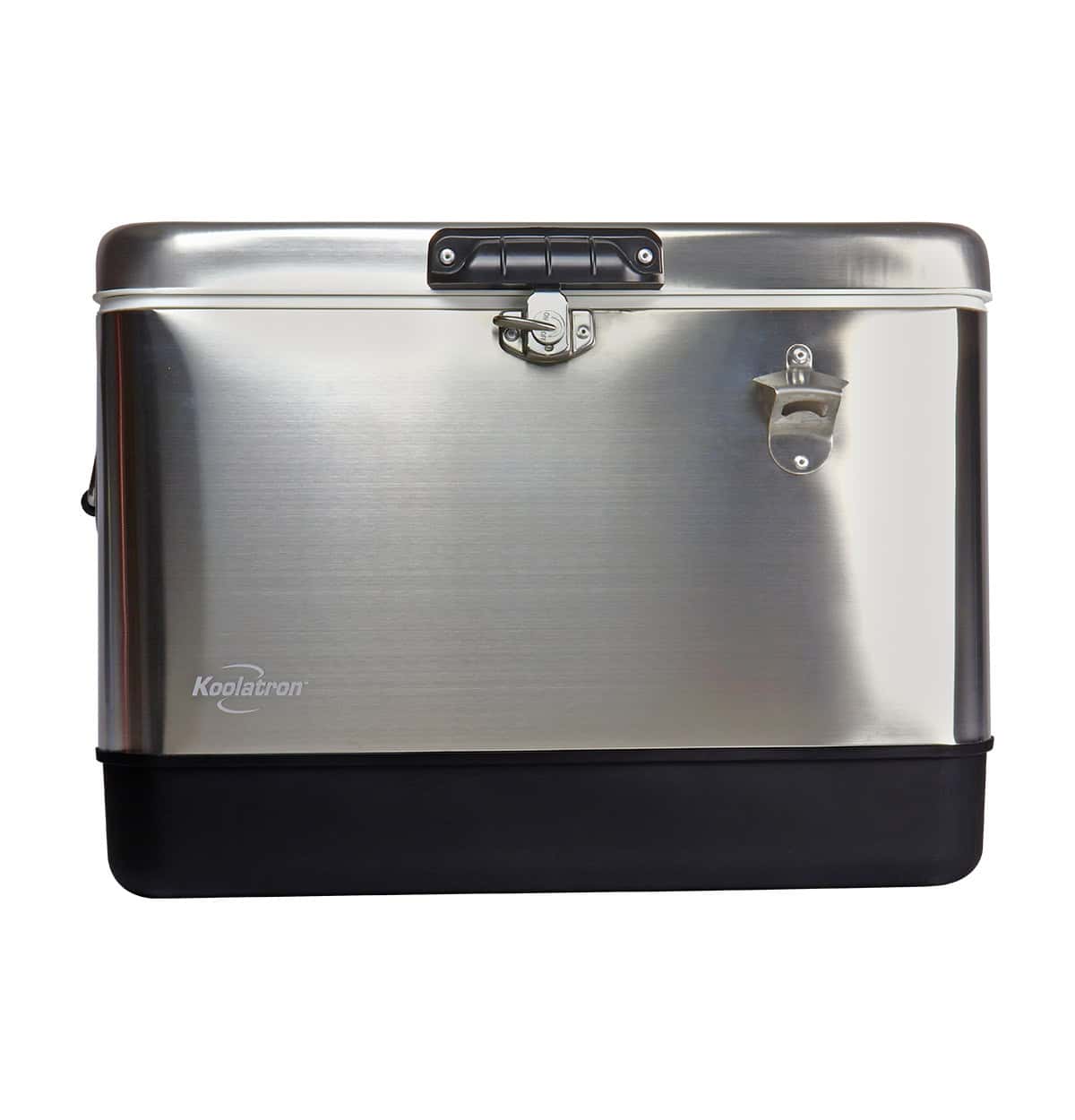 Koolatron Stainless Steel Ice Chest Beverage Cooler with Bottle Opener 51 L / 54 Quart 85 Can Capacity for Camping, Beach, RV, BBQs, Tailgating, Fishing