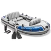 Intex Excursion 4 Inflatable Rafting Fishing 4 Person Boat Set with Oars and Pump