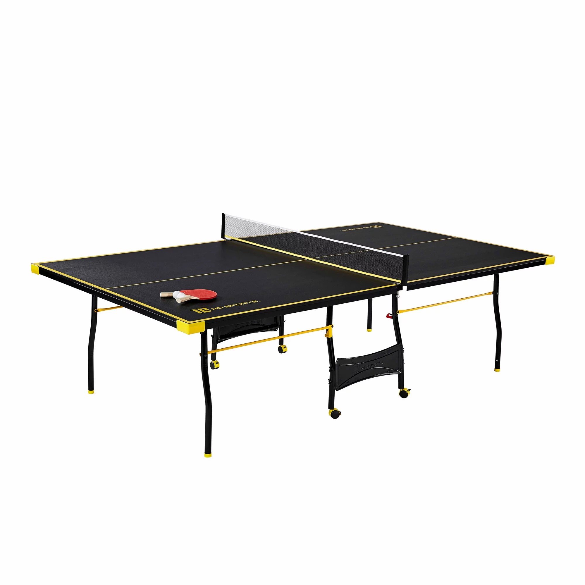 MD Sports Official Size Table Tennis Table - Black/Yellow