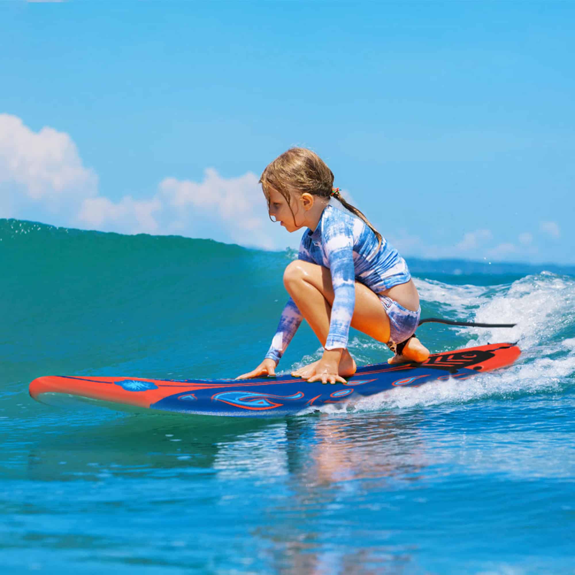 Gymax 6ft Surfing Body Board w/ 3 Removable Fins Safety Leash Red