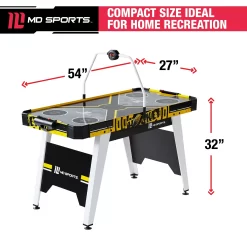 MD Sports Air Hockey Game Table, Overhead Electronic Scorer, Black/Yellow, 54