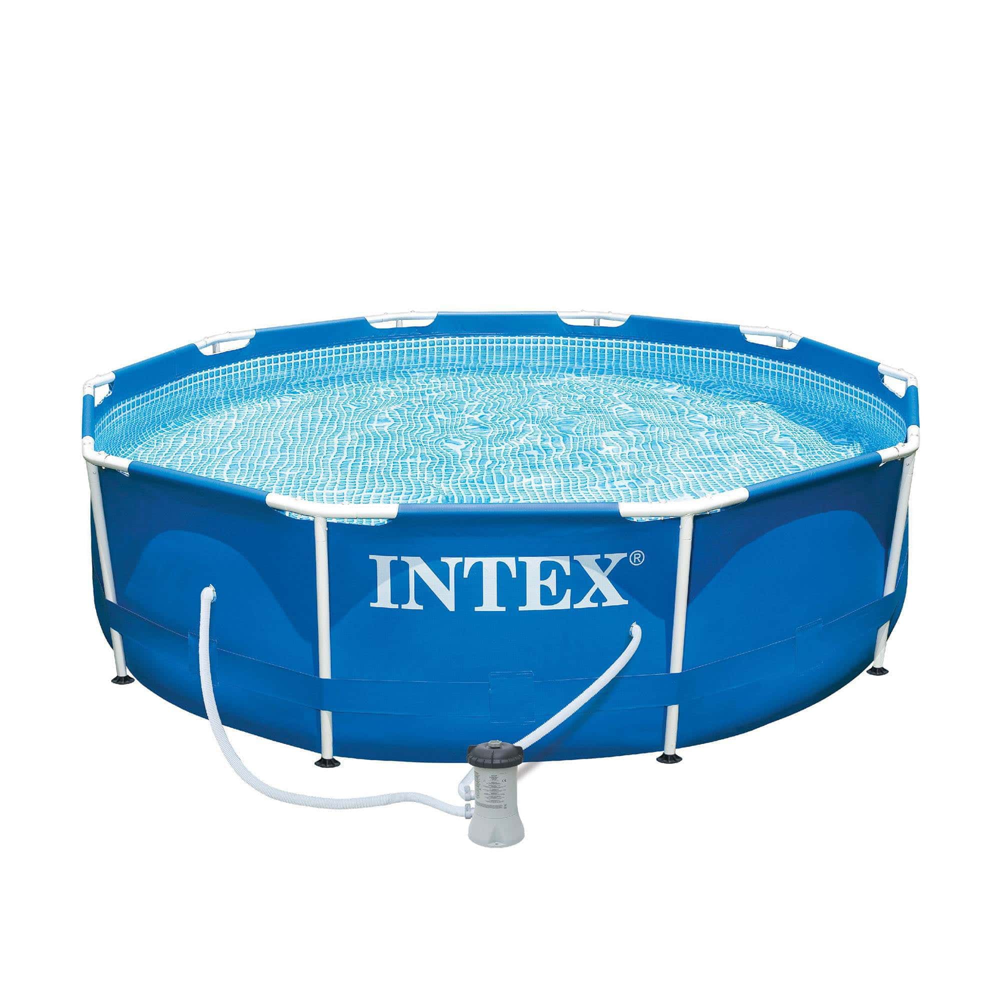 Intex Metal Frame 10' x 30" Outdoor Swimming Pool with Filter Pump & Cover Metal frame pools Round