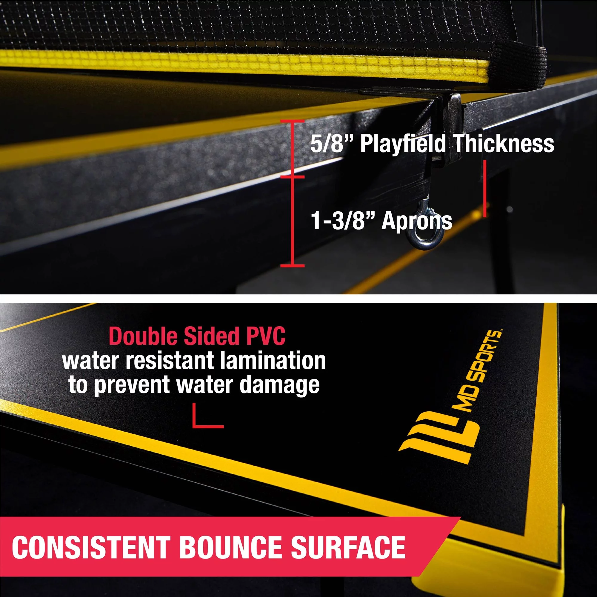 MD Sports Official Size Table Tennis Table - Black/Yellow