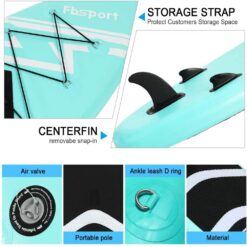 FBSPORT Inflatable Paddle Board, 11' Stand Up Paddleboard with Durable SUP Accessories & Carry Bag, Mint Green